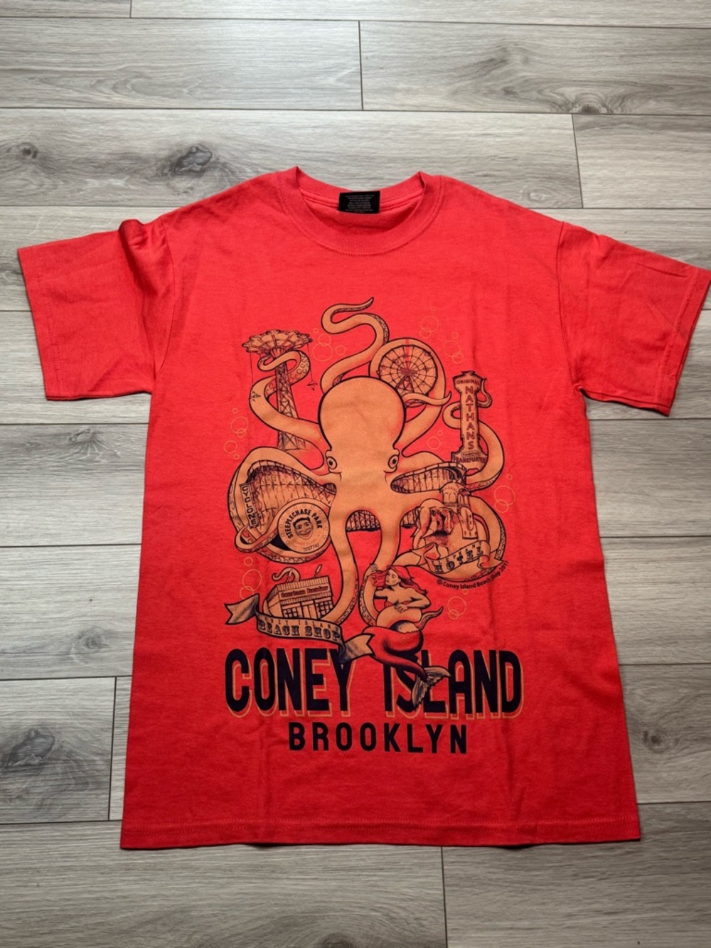 Coney Island Brooklyn New York NY Shirt Size S Orange Color Short Sleeve